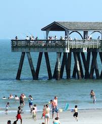The pier and beach at Tybee Island, GA.